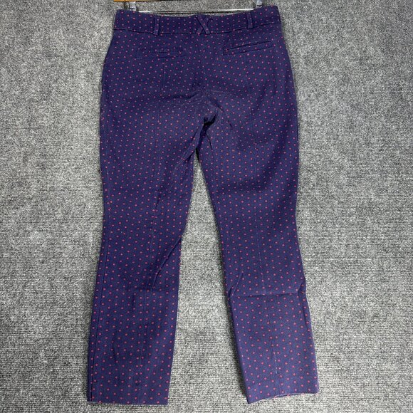 Anthropologie Pants Womens 8 The Essential Slim Blue Printed Chino Ankle Pockets - Picture 7 of 8